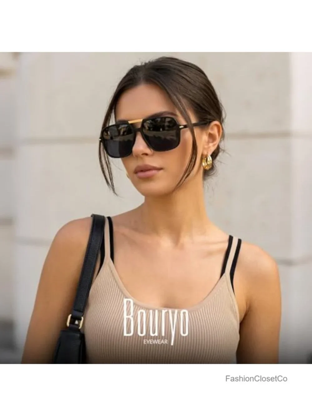 Oversized Retro Aviator Sunglasses UV400 Square Frame Unisex Lightweight